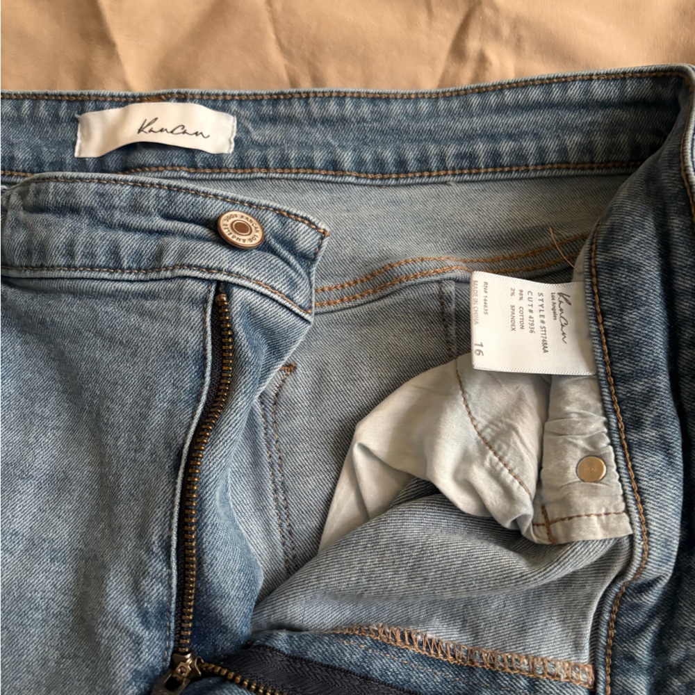 KanCan High Rise Blue Jeans with Distressed Details
